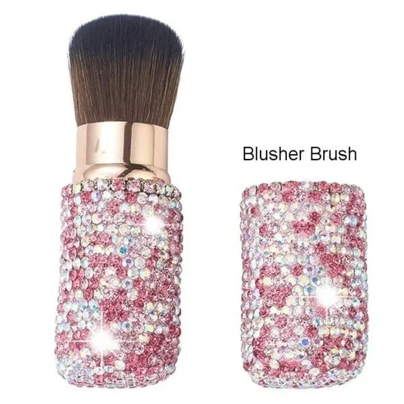 NWT Sparkling Crystal Rhinestone Bling Pink Stocking Stuffers Makeup Bru…